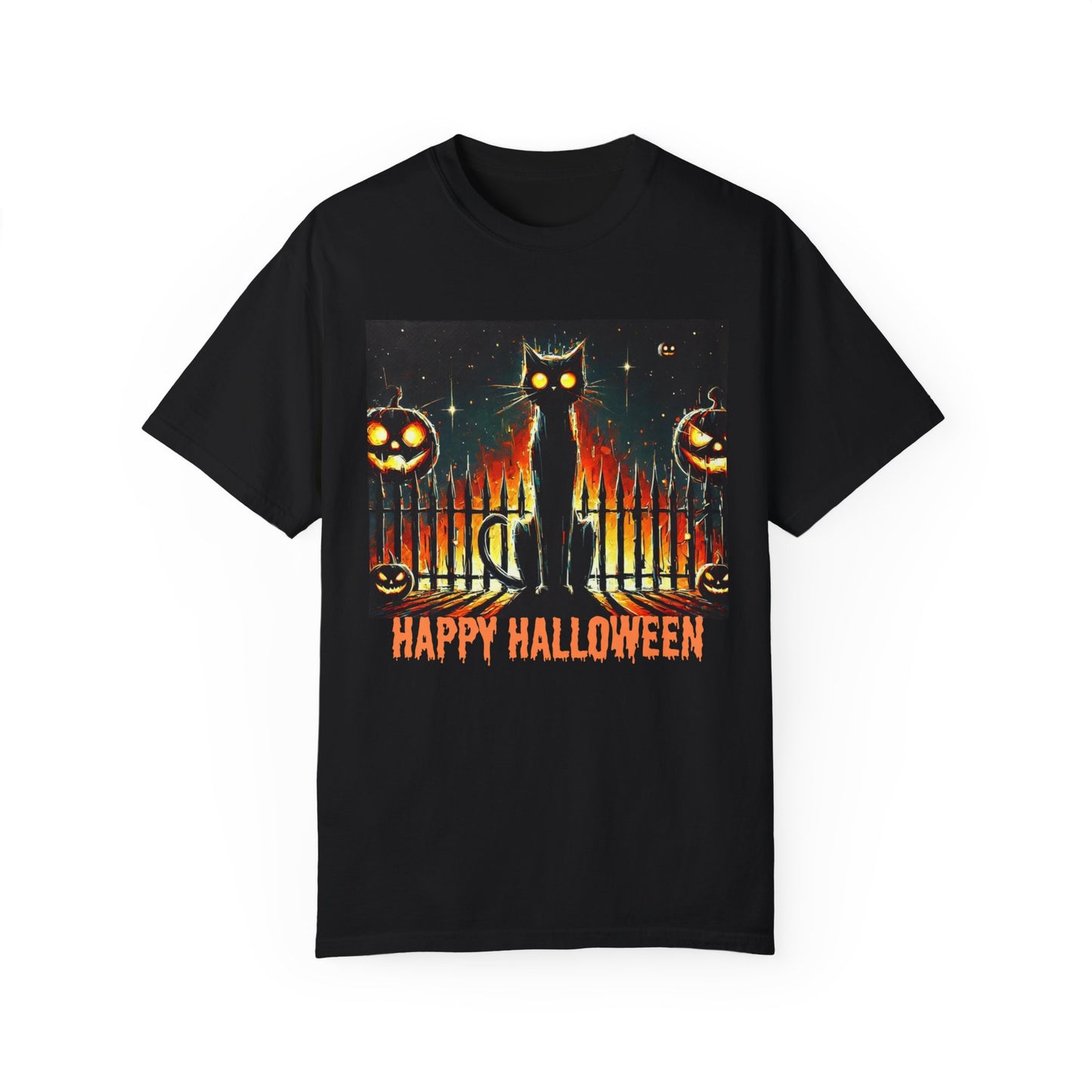 Happy Halloween Cat - Unisex Garment-Dyed T-shirt