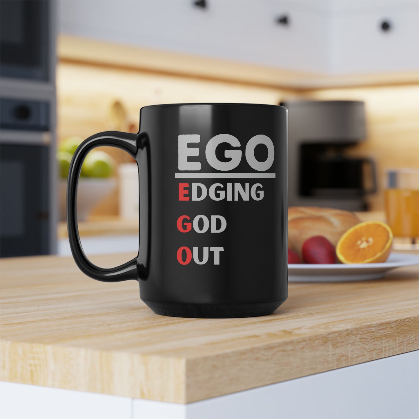 EGO - Edging GOD Out - Black Mug, 15oz