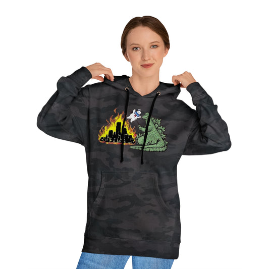 GawdZilla and the Stay Puff Marshmellow Man - Unisex Hooded Sweatshirt