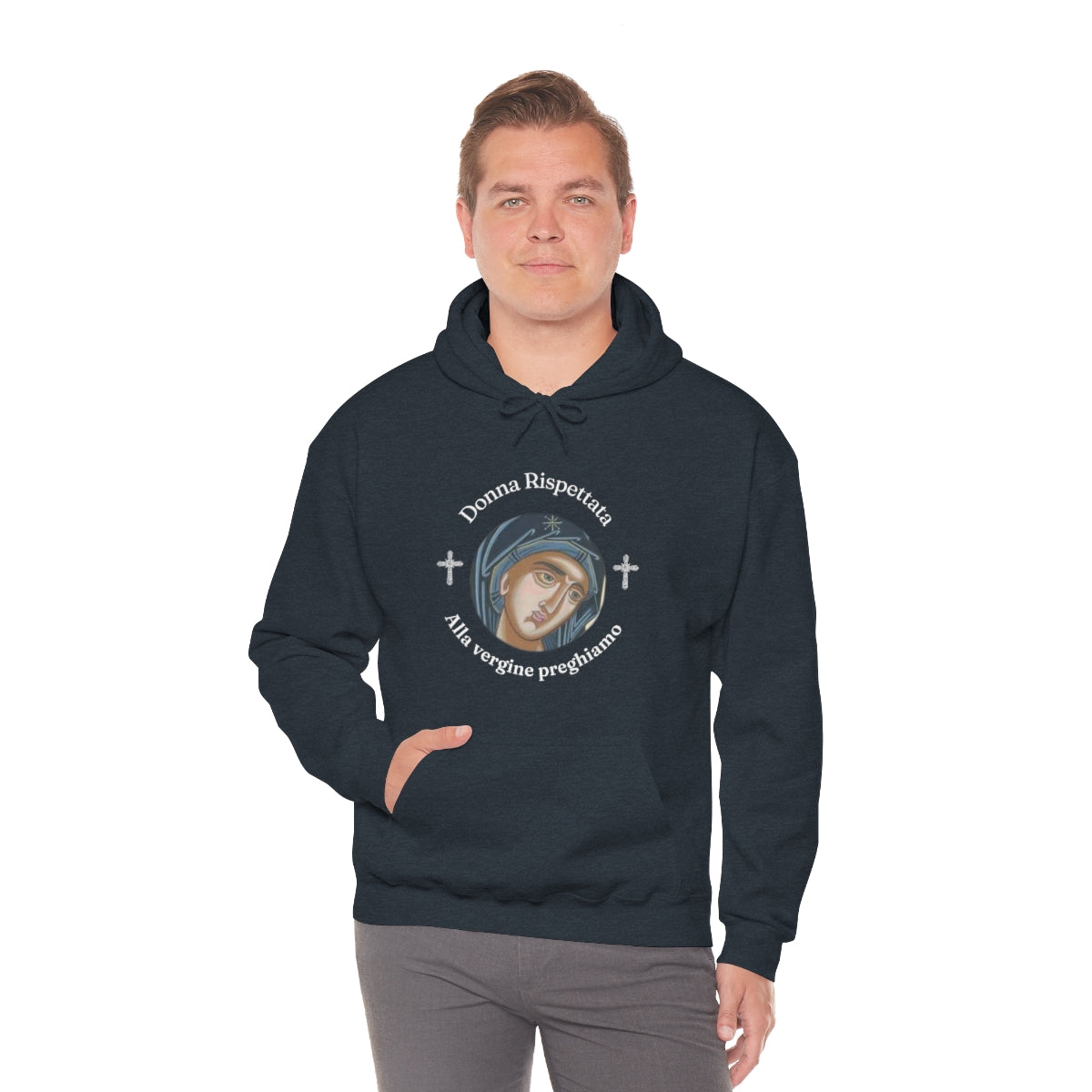 Mary -(Translated from Italian) - Respected Woman - To The Virgin We Pray - Unisex Heavy Blend™ Hooded Sweatshirt