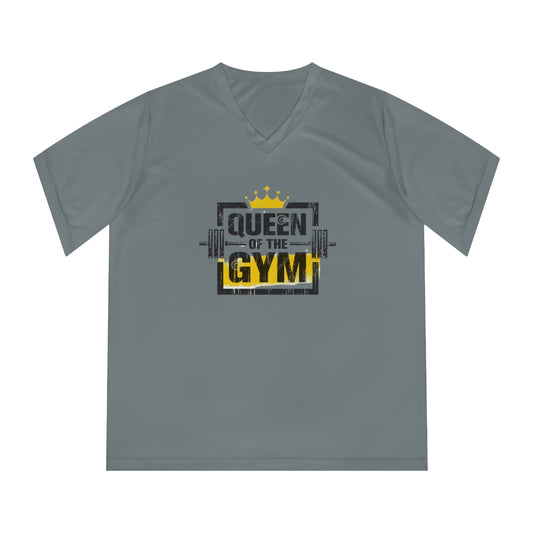 Queen Of The Gym - Women's Performance V-Neck T-Shirt